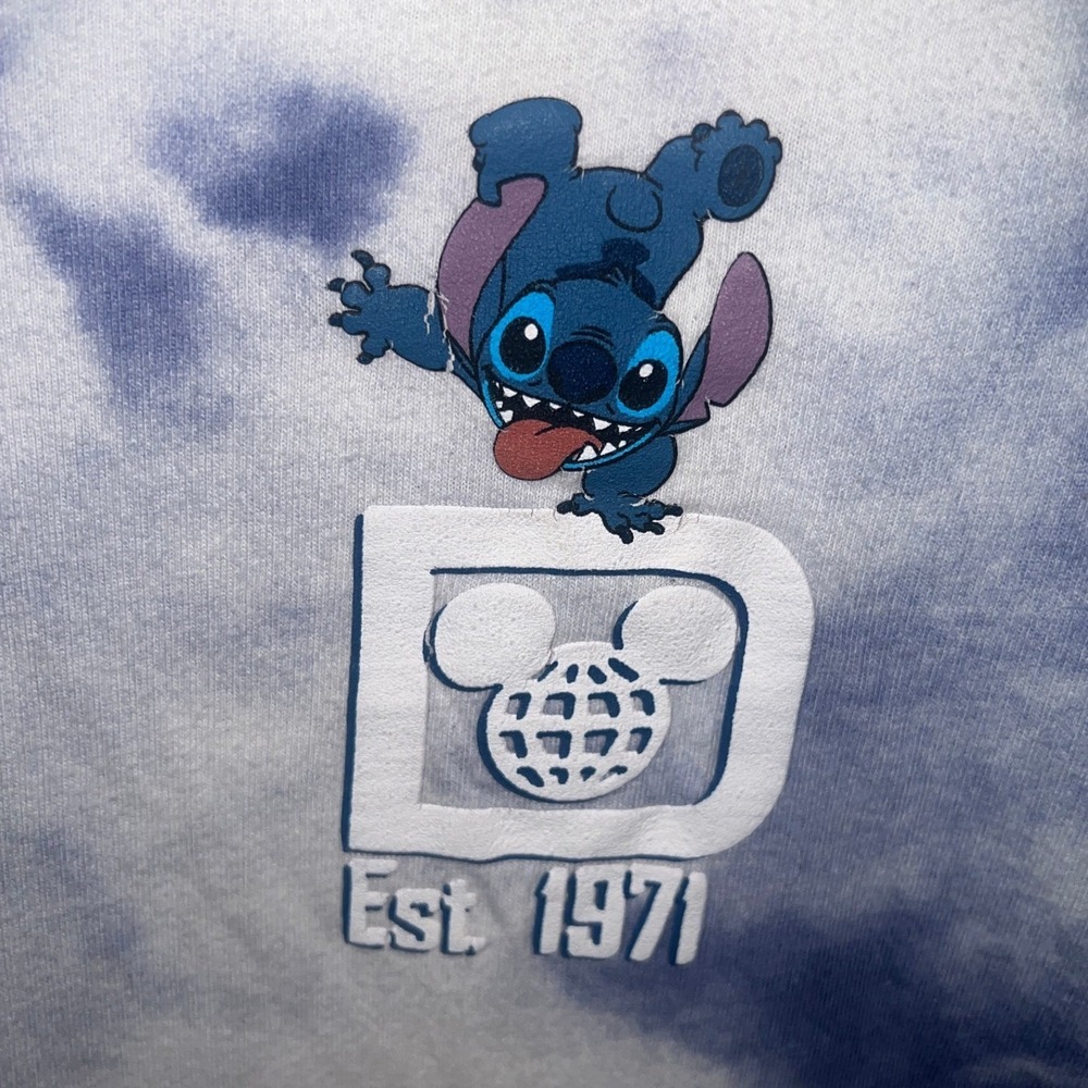 Disney World Spirit Jersey Stitch Tie Dye Blue White XXL Experiment 626 Long Slv - Picture 5 of 9